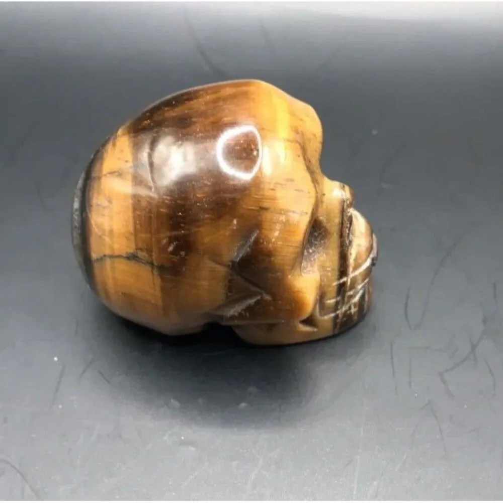 Tiger Eye Skull Carving